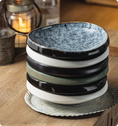 Japanese Style Commercial Hotel Tableware, Irregular Salad Bowls, Ceramic Plates